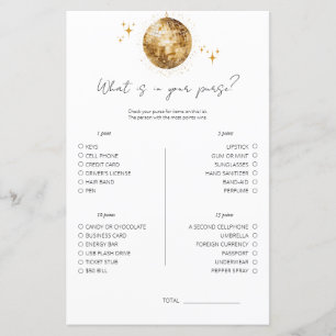 Disco What Is In Your Purse Bridal Shower Game 