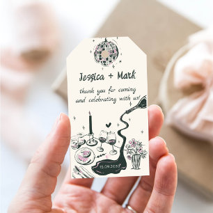 Disco Whimsical Hand Drawn Wedding Thank You Gift Tags