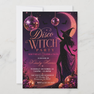 Disco Witch Birthday Party Invitation