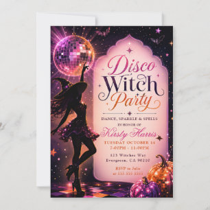 Disco Witch Dance Sparkle Birthday Party Invitation