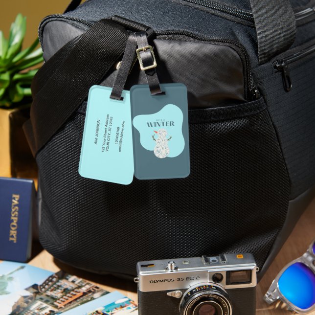  Discoball Snowman Luggage Tag (Front & Back)