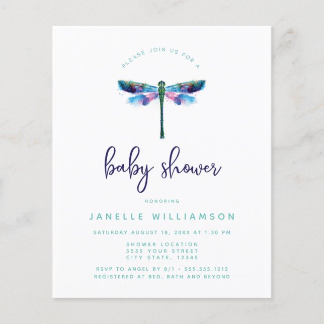 Discount Beautiful Dragonfly, Baby Shower (Front)