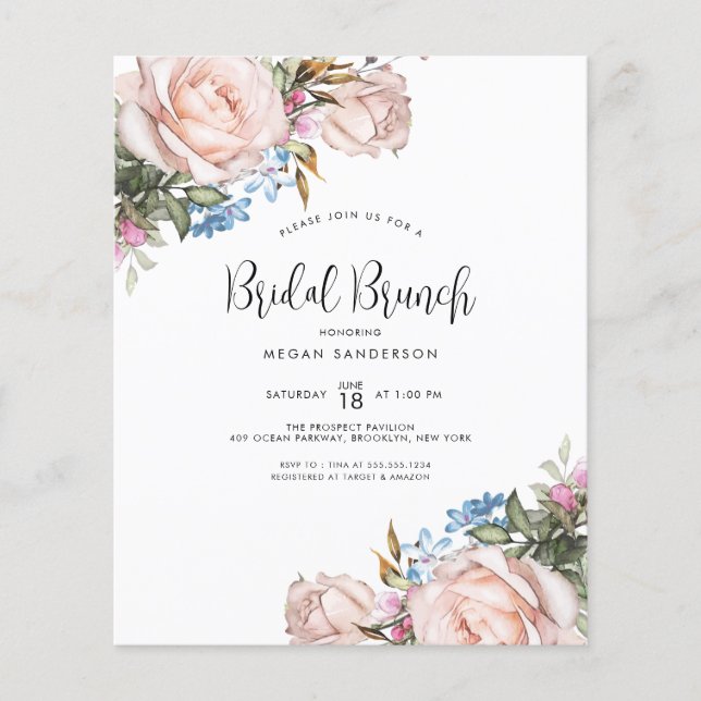 Discount Bridal Brunch Floral Invitation (Front)