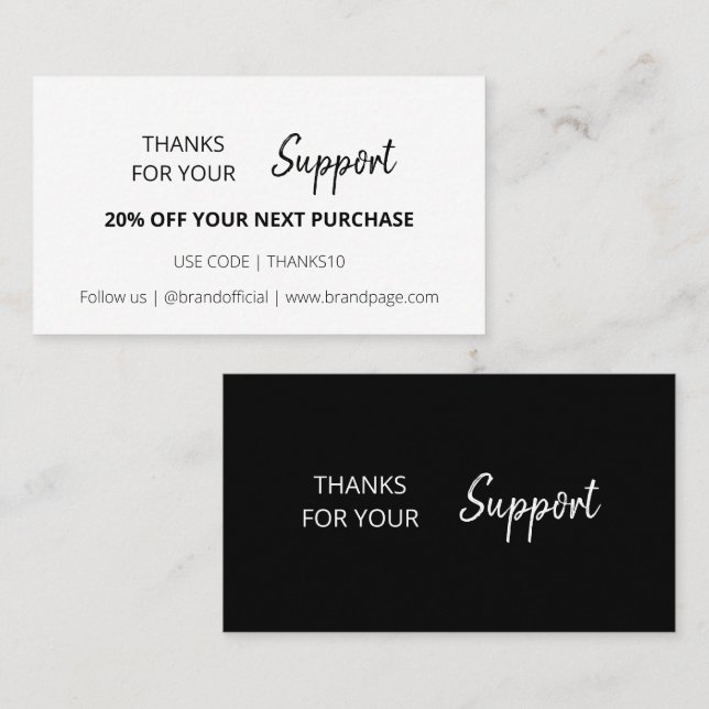 Discount Cards Black Coupon Code Thank You (Front/Back)
