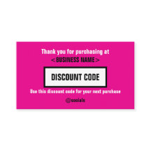 Discount Code Card, Thank You For Your