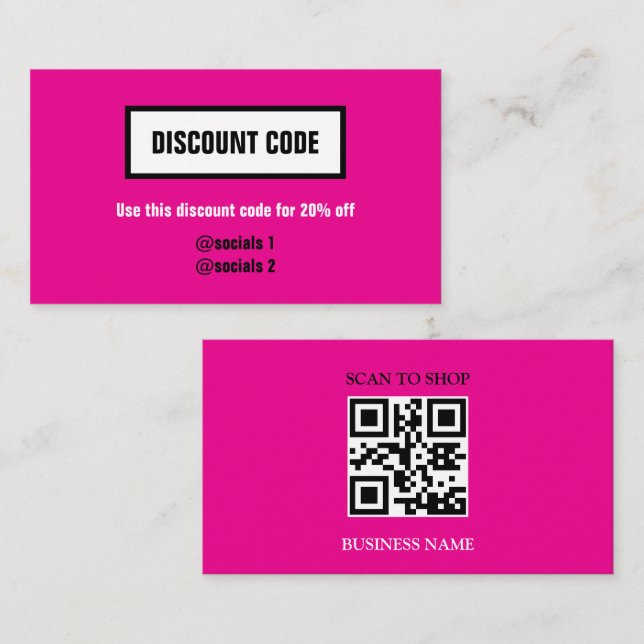 Discount Code with QR Code, Business Card (Front/Back)