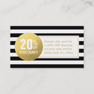 Discount Coupon Card - Black and White Gold Label