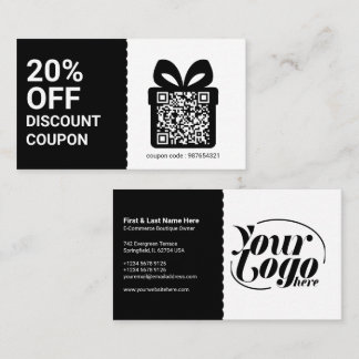 Discount Coupon QR Code black Marketing Business Card