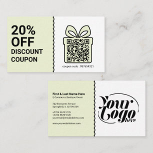 Discount Coupon QR Code green Marketing Business Card