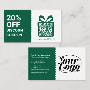 Discount Coupon QR green Marketing Business Card