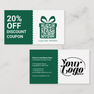 Discount Coupon QR green Marketing Business Card