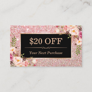 Discount Coupon Rose Gold Beauty Salon Floral