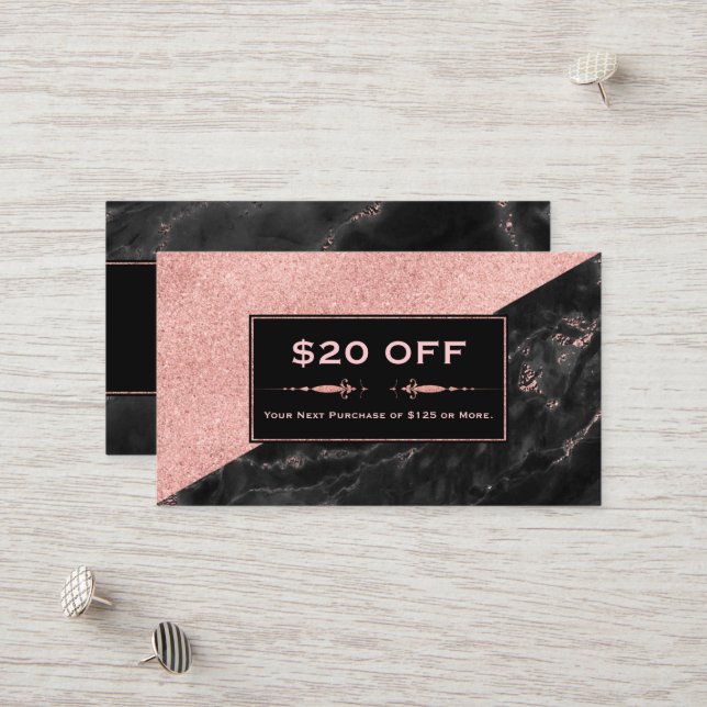 Discount Coupon Rose Gold Marble Beauty Salon (Front/Back In Situ)