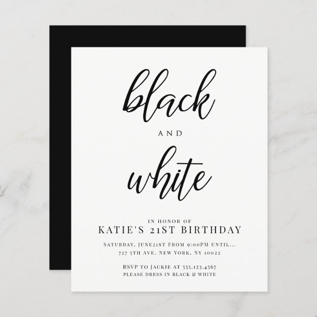 Discount Elegant Black and White Party Invitations (Front/Back)