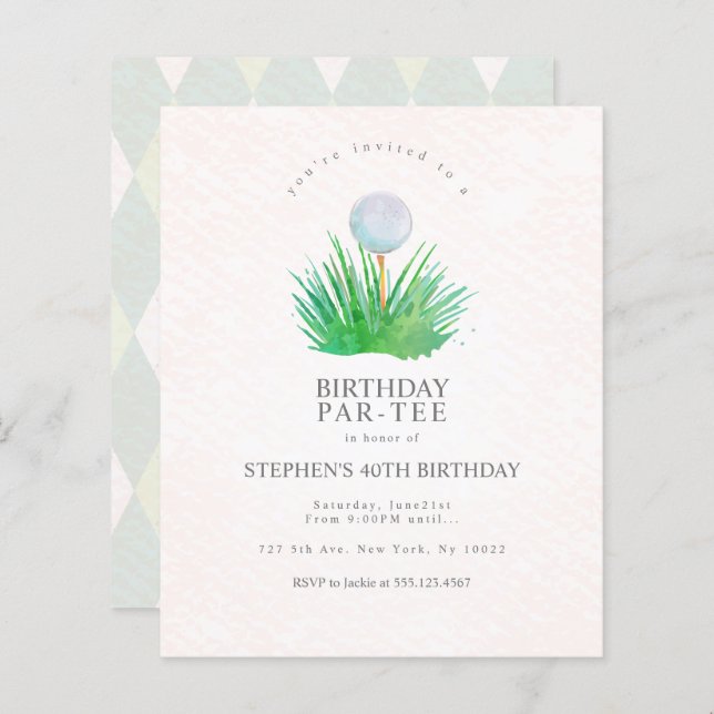 Discount Golf Birthday Party Invitations (Front/Back)