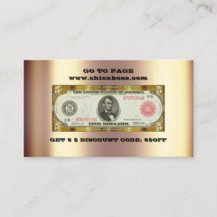 Discount Insert Business Card 5$ Gold QR Code 