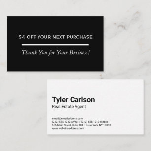 Discount Loyalty   Simple Black Business Card