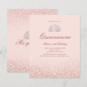 Discount Rose Gold Glitter Quinceanera Invitations