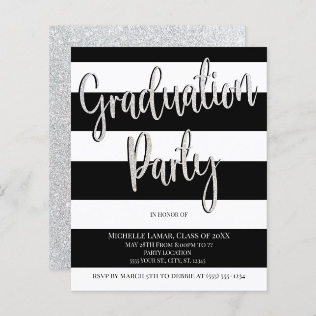Discount Stripes Graduation Party Invitations (Front/Back)
