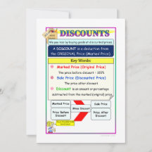 Discounts Math Notes Card