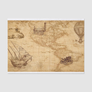 Discover America Vintage Map Tissue Paper