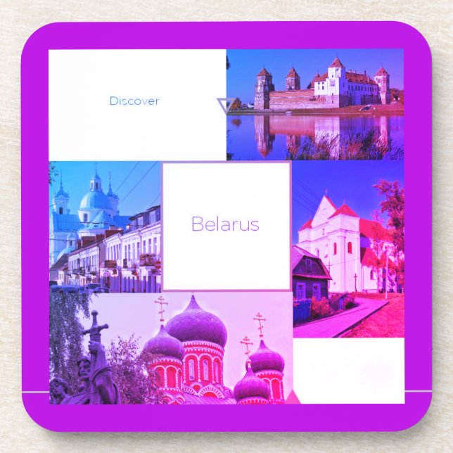 Discover Belarus Collage Architecture Coaster (Front)