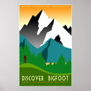 Discover Bigfoot in Colourful Mountains Poster