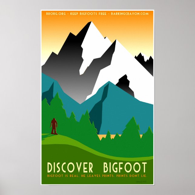Discover Bigfoot in Colourful Mountains Poster (Front)
