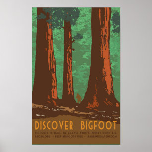 Discover Bigfoot in Redwood Forrest Poster