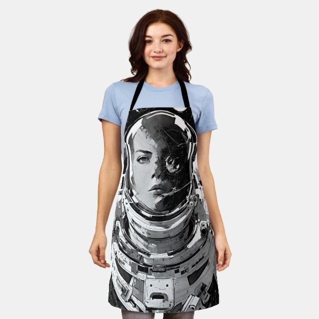 Discover Cosmic Confidence: Girl Astronaut  Apron (Worn)