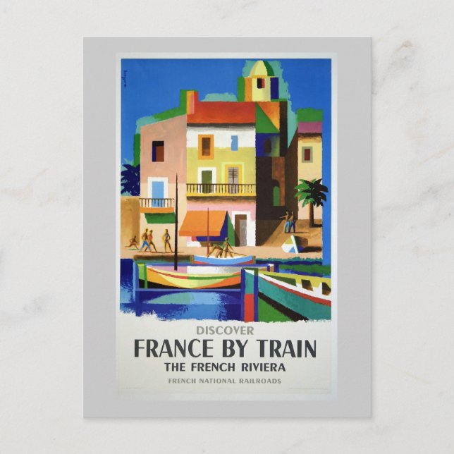 Discover France by Train Vintage Poster Postcard (Front)