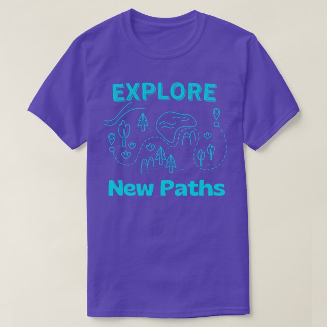 Discover New Paths Hiking Outr Map T-Shirt (Design Front)