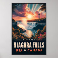 Discover Niagara Falls Vintage Travel Poster