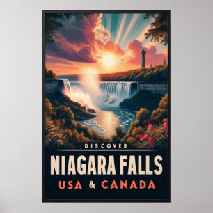 Discover Niagara Falls Vintage Travel Poster