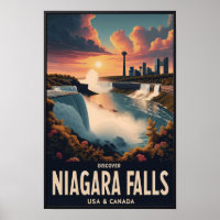 Discover Niagara Falls Vintage Travel Poster