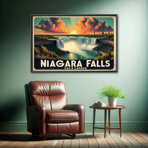 Discover Niagara Falls Vintage Travel Poster