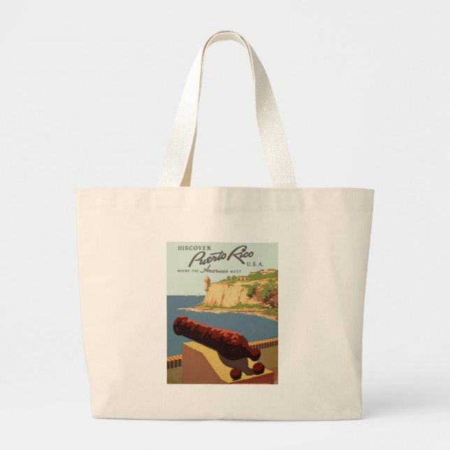 Discover Puerto Rico Large Tote Bag (Front)