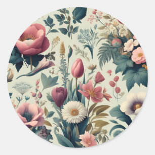 Discover Stunning Spring Floral Botanical Pattern Classic Round Sticker