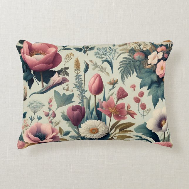 Discover Stunning Spring Floral Botanical Pattern Decorative Cushion (Front)