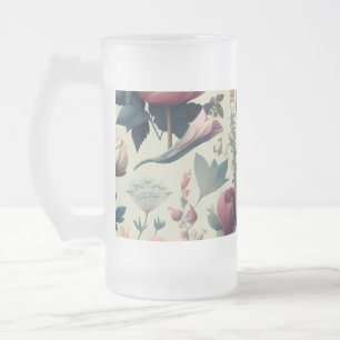 Discover Stunning Spring Floral Botanical Pattern Frosted Glass Beer Mug