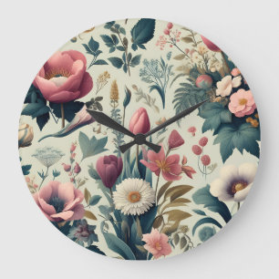 Discover Stunning Spring Floral Botanical Pattern Large Clock