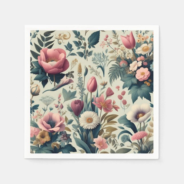 Discover Stunning Spring Floral Botanical Pattern Napkin (Front)