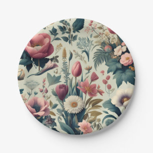 Discover Stunning Spring Floral Botanical Pattern Paper Plate