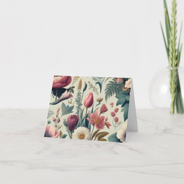 Discover Stunning Spring Floral Botanical Pattern Thank You Card (Front)