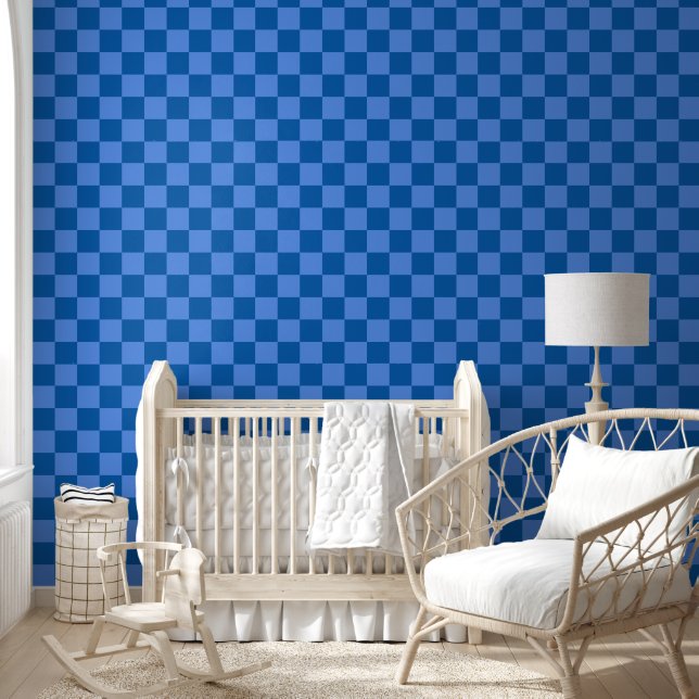 Discover the Allure of Blue Chequerboard Pattern Wallpaper (Kids)