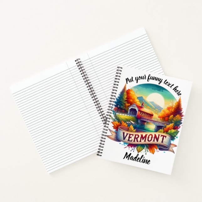 Discover the charm of a covered bridge in Vermont Notebook (Inside)