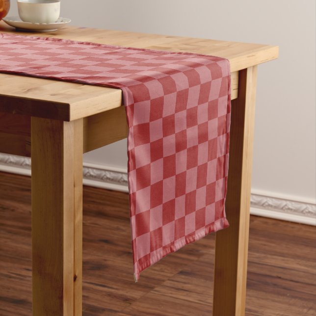 Discover the Charm of Pink and Red Chequerboard  Short Table Runner (In Situ)