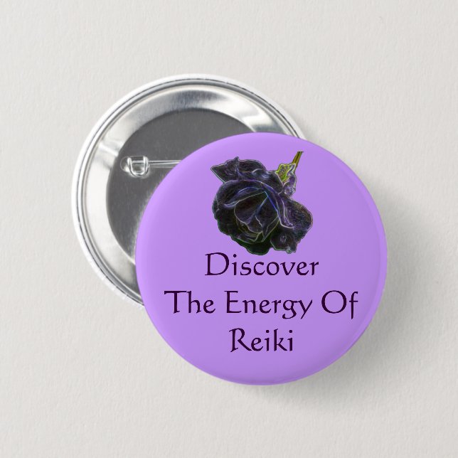 Discover The Energy Of Reiki Rose  6 Cm Round Badge (Front & Back)