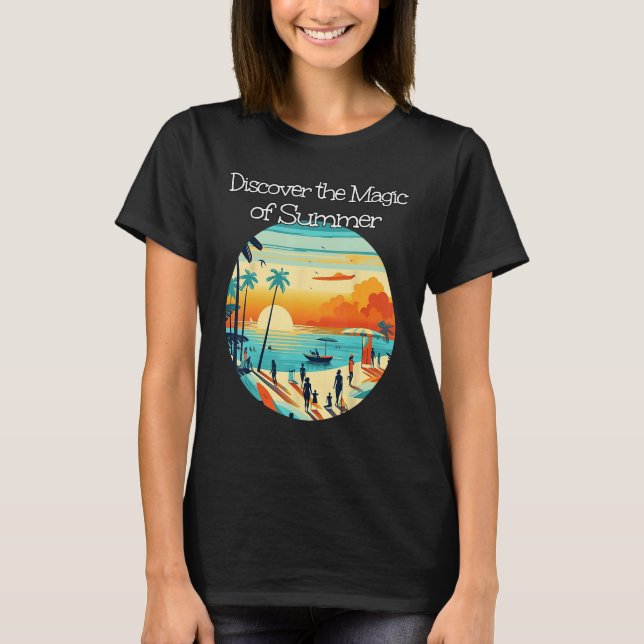 Discover the Magic of Sea and Sunset with Friends  T-Shirt (Front)