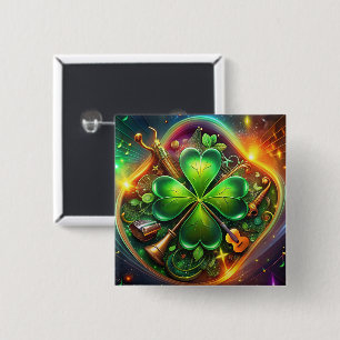 Discover the Perfect Harmony of Shamrock, Musical 15 Cm Square Badge
